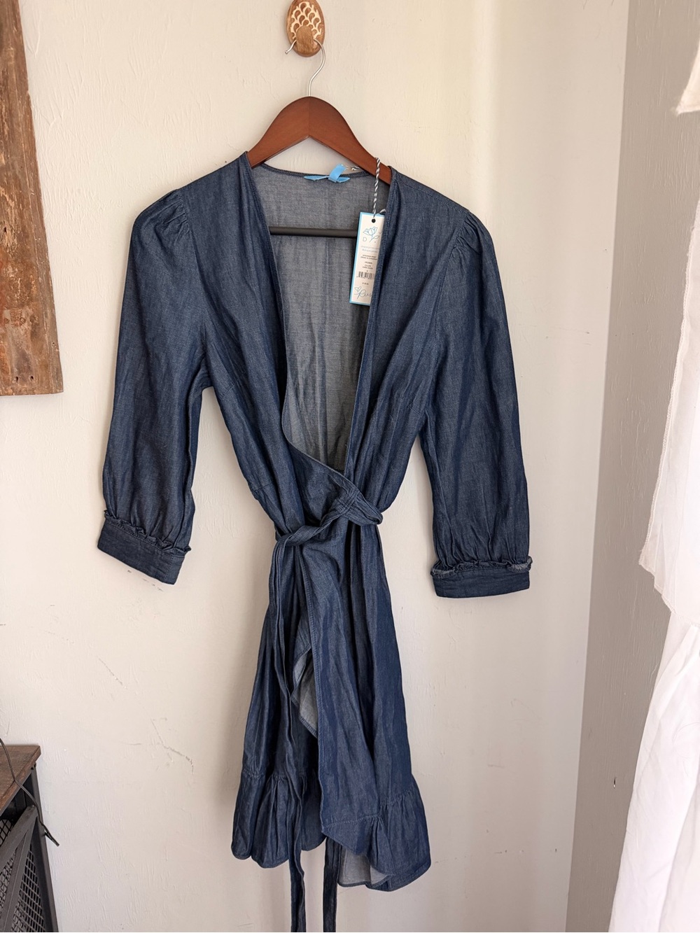 Draper James Indigo Denim Wrap Dress with Tie Waist